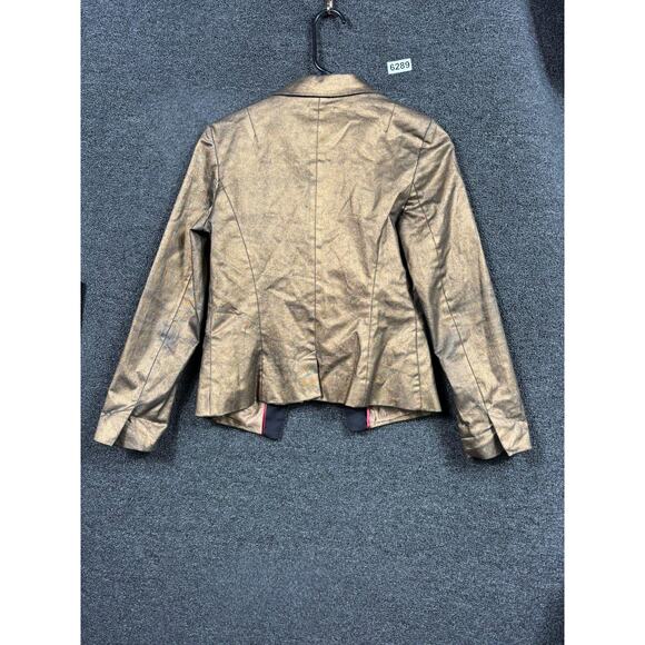 Zara Collection Blazer Womens Small Gold Metallic Tailored Jacket Evening - Picture 2 of 9
